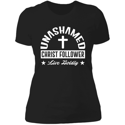 Unashamed Christ follower Ladies' Boyfriend T-Shirt